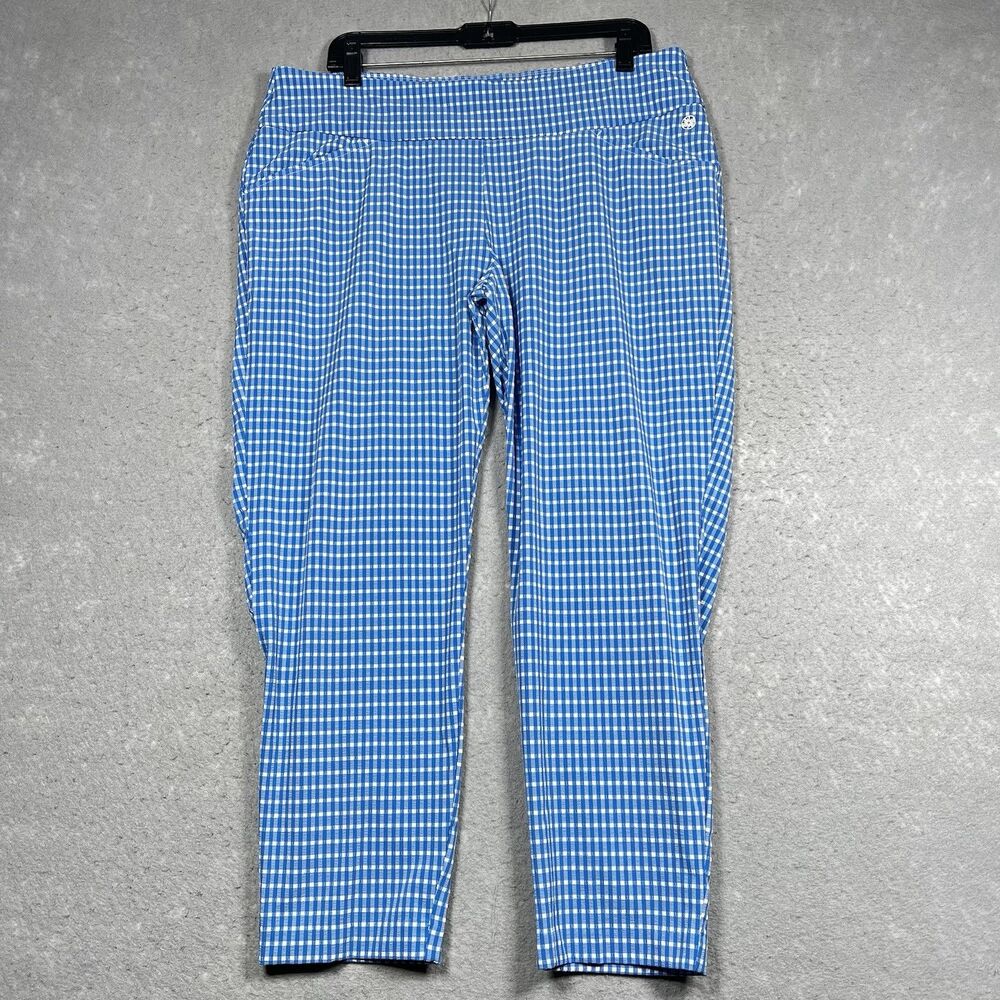 Lilly Pulitzer Pants 16 Morelle Blue Gingham UPF 50+ Luxletic 25" Corso Crop